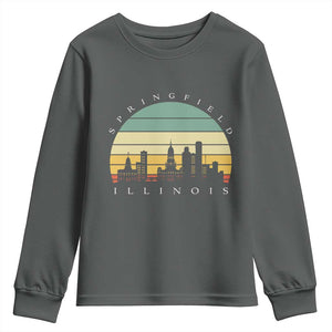 Vintage Springfield Illinois Pride Youth Sweatshirt Scenic Cityscape Gift TS12 Dark Heather Print Your Wear