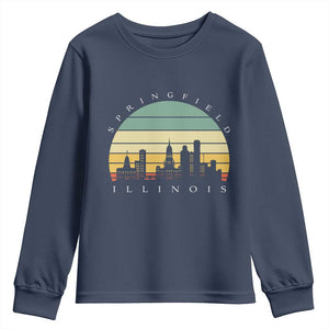 Vintage Springfield Illinois Pride Youth Sweatshirt Scenic Cityscape Gift TS12 Navy Print Your Wear
