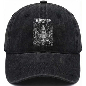 Historic Springfield Illinois Architecture Washed Cotton Baseball Cap The Prairie State Souvenir Gift