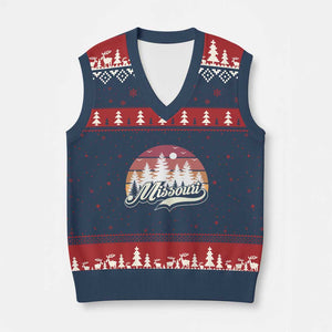 Missouri Travel Gift V-Neck Knit Sweater Vest Vintage Forest River Landscape TS12 Navy Red Print Your Wear