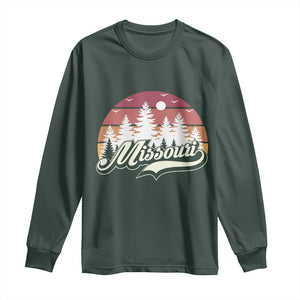 Missouri Travel Gift Long Sleeve Shirt Vintage Forest River Landscape TS12 Dark Forest Green Print Your Wear