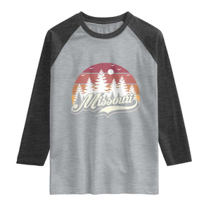 Missouri Travel Gift Raglan Shirt Vintage Forest River Landscape TS12 Heather Gray Heather Charcoal Print Your Wear