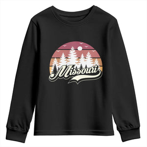 Missouri Travel Gift Youth Sweatshirt Vintage Forest River Landscape TS12 Black Print Your Wear