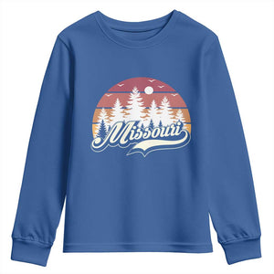 Missouri Travel Gift Youth Sweatshirt Vintage Forest River Landscape TS12 Royal Blue Print Your Wear