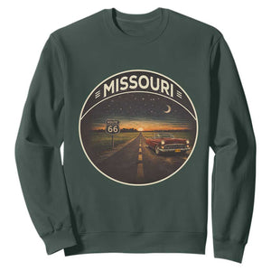 Missouri State Route Highway 66 Sweatshirt Mother Road Travel Gift TS12 Dark Forest Green Print Your Wear