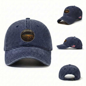 Missouri State Route Highway 66 Washed Cotton Baseball Cap Mother Road Travel Gift TS12 Washed Cap Universal Fit Navy Print Your Wear