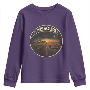 Missouri State Route Highway 66 Youth Sweatshirt Mother Road Travel Gift TS12 Purple Print Your Wear