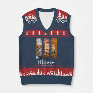 Missouri The Show Me State V-Neck Knit Sweater Vest Midwest Pride TS12 Navy Red Print Your Wear