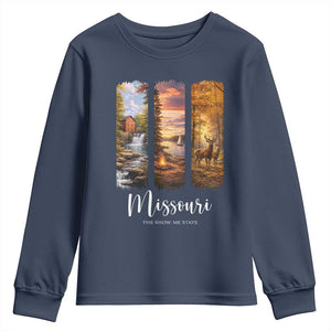 Missouri The Show Me State Youth Sweatshirt Midwest Pride TS12 Navy Print Your Wear