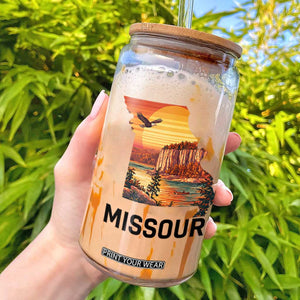 Missouri State Map Nature Travel Glass Can The Show Me State Pride TS12 White Print Your Wear