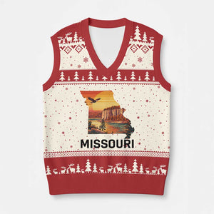 Missouri State Map Nature Travel V-Neck Knit Sweater Vest The Show Me State Pride TS12 Beige Red Print Your Wear