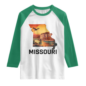 Missouri State Map Nature Travel Raglan Shirt The Show Me State Pride TS12 White Kelly Green Print Your Wear