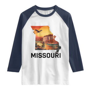 Missouri State Map Nature Travel Raglan Shirt The Show Me State Pride TS12 White Navy Print Your Wear