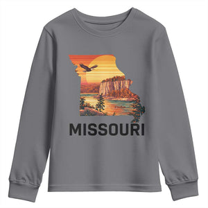 Missouri State Map Nature Travel Youth Sweatshirt The Show Me State Pride TS12 Charcoal Print Your Wear