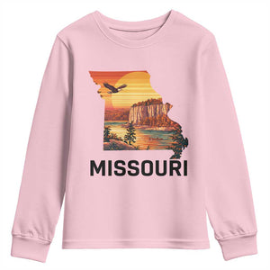 Missouri State Map Nature Travel Youth Sweatshirt The Show Me State Pride TS12 Light Pink Print Your Wear