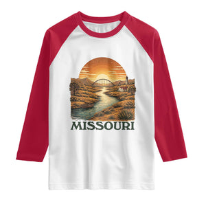 Missouri Outdoors Adventure Raglan Shirt The Show Me State Souvenir TS12 White Red Print Your Wear