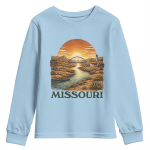Missouri Outdoors Adventure Youth Sweatshirt The Show Me State Souvenir TS12 Light Blue Print Your Wear
