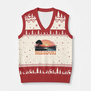 Vintage Missouri Outdoors V-Neck Knit Sweater Vest Midwest Nature Landscape TS12 Beige Red Print Your Wear