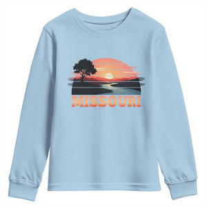Vintage Missouri Outdoors Youth Sweatshirt Midwest Nature Landscape TS12 Light Blue Print Your Wear