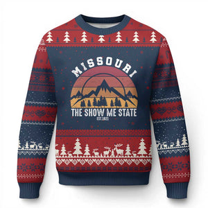 Vintage Missouri Travel Ugly Christmas Sweater The Show Me State Pride TS12 Navy Red Print Your Wear
