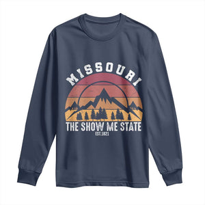 Vintage Missouri Travel Long Sleeve Shirt The Show Me State Pride TS12 Navy Print Your Wear