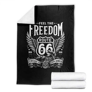 Feel The Freedom Route Highway 66 Throw Blanket 100th Anniversary Biker Road Trip Graphic TS12 Black Print Your Wear