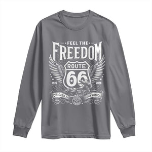 Feel The Freedom Route Highway 66 Long Sleeve Shirt 100th Anniversary Biker Road Trip Graphic TS12 Charcoal Print Your Wear