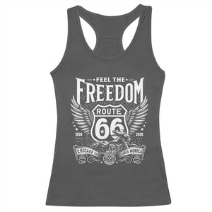 Feel The Freedom Route Highway 66 Racerback Tank Top 100th Anniversary Biker Road Trip Graphic TS12 Dark Heather Print Your Wear