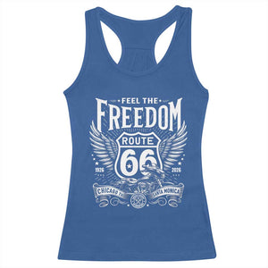 Feel The Freedom Route Highway 66 Racerback Tank Top 100th Anniversary Biker Road Trip Graphic TS12 Royal Blue Print Your Wear