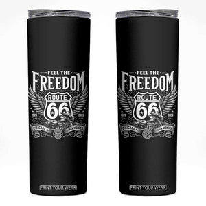 Feel The Freedom Route Highway 66 Skinny Tumbler 100th Anniversary Biker Road Trip Graphic TS12 Black Print Your Wear