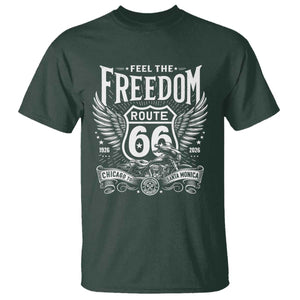 Feel The Freedom Route Highway 66 T Shirt 100th Anniversary Biker Road Trip Graphic TS12 Dark Forest Green Print Your Wear