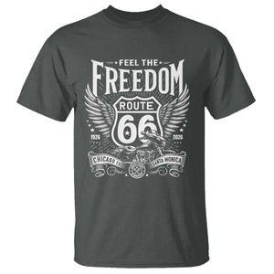 Feel The Freedom Route Highway 66 T Shirt 100th Anniversary Biker Road Trip Graphic TS12 Dark Heather Print Your Wear