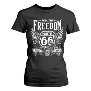 Feel The Freedom Route Highway 66 T Shirt For Women 100th Anniversary Biker Road Trip Graphic TS12 Black Print Your Wear