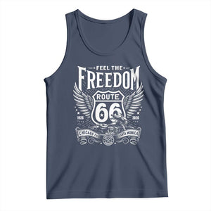 Feel The Freedom Route Highway 66 Tank Top 100th Anniversary Biker Road Trip Graphic TS12 Navy Print Your Wear