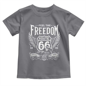 Feel The Freedom Route Highway 66 Toddler T Shirt 100th Anniversary Biker Road Trip Graphic TS12 Charcoal Print Your Wear