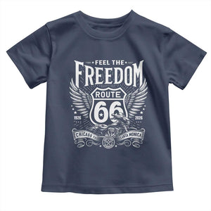 Feel The Freedom Route Highway 66 Toddler T Shirt 100th Anniversary Biker Road Trip Graphic TS12 Navy Print Your Wear