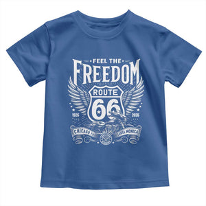 Feel The Freedom Route Highway 66 Toddler T Shirt 100th Anniversary Biker Road Trip Graphic TS12 Royal Blue Print Your Wear