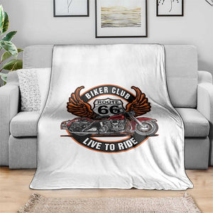 Vintage Route Highway 66 Biker Club Throw Blanket Live To Ride Motorcycle Graphic TS12 Print Your Wear