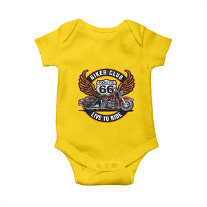 Vintage Route Highway 66 Biker Club Baby Onesie Live To Ride Motorcycle Graphic TS12 Daisy Print Your Wear