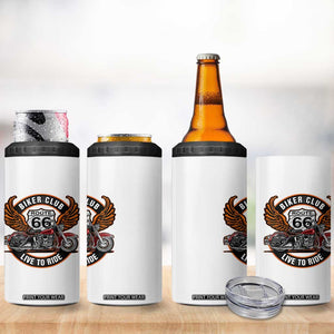 Vintage Route Highway 66 Biker Club 4 in 1 Can Cooler Tumbler Live To Ride Motorcycle Graphic TS12 Print Your Wear