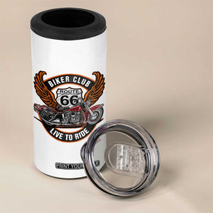 Vintage Route Highway 66 Biker Club 4 in 1 Can Cooler Tumbler Live To Ride Motorcycle Graphic TS12 Print Your Wear
