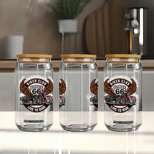 Vintage Route Highway 66 Biker Club Glass Can Live To Ride Motorcycle Graphic TS12 Print Your Wear
