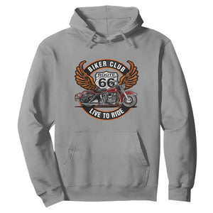 Vintage Route Highway 66 Biker Club Hoodie Live To Ride Motorcycle Graphic TS12 Sport Gray Print Your Wear