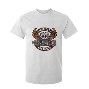 Vintage Route Highway 66 Biker Club T Shirt For Kid Live To Ride Motorcycle Graphic TS12 White Print Your Wear