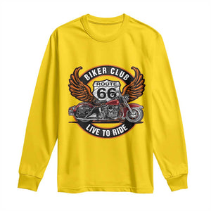 Vintage Route Highway 66 Biker Club Long Sleeve Shirt Live To Ride Motorcycle Graphic TS12 Daisy Print Your Wear