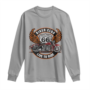 Vintage Route Highway 66 Biker Club Long Sleeve Shirt Live To Ride Motorcycle Graphic TS12 Sport Gray Print Your Wear