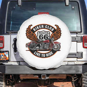 Vintage Route Highway 66 Biker Club Spare Tire Cover Live To Ride Motorcycle Graphic TS12 No hole White Print Your Wear