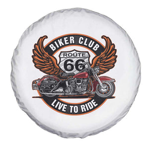 Vintage Route Highway 66 Biker Club Spare Tire Cover Live To Ride Motorcycle Graphic TS12 Print Your Wear