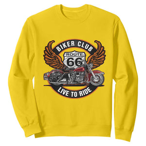 Vintage Route Highway 66 Biker Club Sweatshirt Live To Ride Motorcycle Graphic TS12 Daisy Print Your Wear