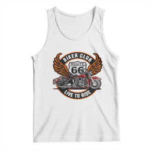 Vintage Route Highway 66 Biker Club Tank Top Live To Ride Motorcycle Graphic TS12 White Print Your Wear